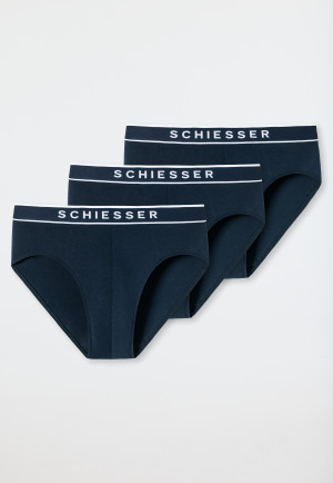 Rioslip 3-pack biologisch katoen geweven elastische tailleband donkerblauw - 95/5