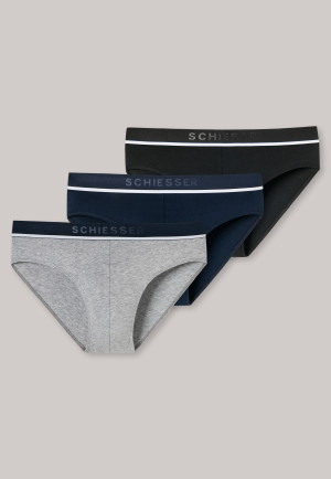 Slip Rio par lot de trois, ceinture élastiquée, coton bio multicolore - 95/5