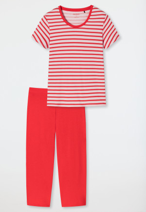 Pajamas 3/4-length organic cotton Breton stripes red - Essential Stripes