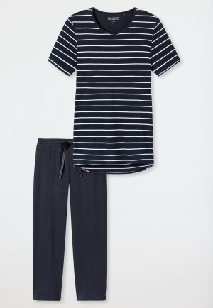 Pajamas 3/4 length stripes midnight blue - Original Classics