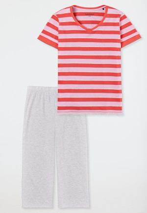 Pyjama 3/4 longueur rouge - Casual Essentials