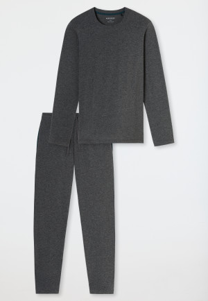 Pyjama dubbelrib lange donkergrijs gemêleerd - Modern Nightwear