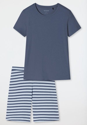 Pyjama court coton bio bleu - Essential Stripes