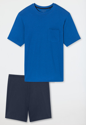 Pyjama court poche poitrine indigo imprimé - Comfort Essentials