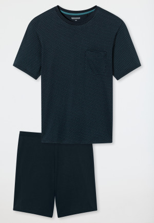 Pyjamas short chest pocket midnight blue patterned - Comfort Essentials