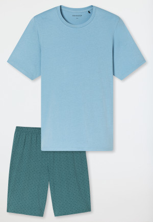 Pigiama corto a fantasia celeste - Casual Essentials