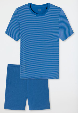Pigiama corto in modal a righe, blu acqua - Long Life Soft