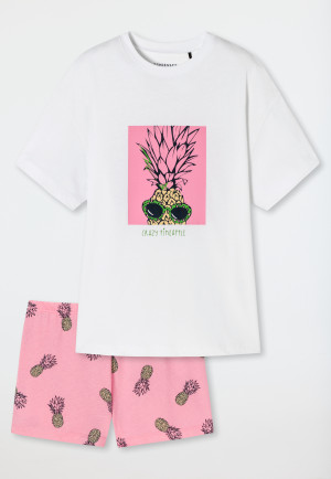 Schlafanzug kurz Organic Cotton Ananas weiß - Ocean Flow