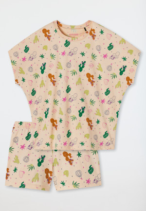 Pyjama kort biologisch katoen cactussen vanille - Prickly Love