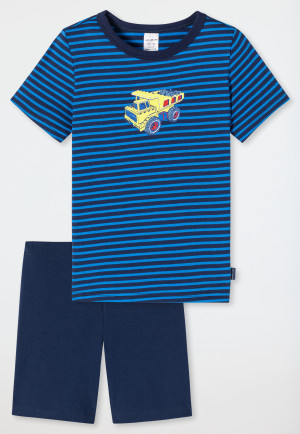 Pajamas short organic cotton stripes construction vehicle blue - Original Classics