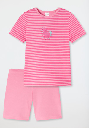 Pyjama kort organic cotton streepjes paard roze - Nightwear