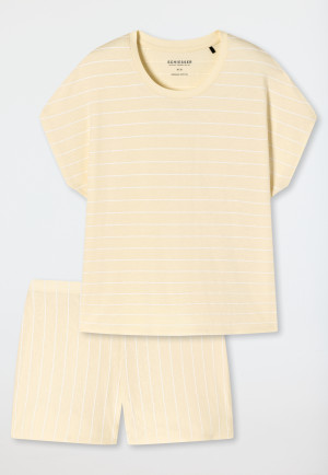 Schlafanzug kurz Organic Cotton Ringel vanille - Just Stripes
