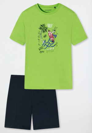Schlafanzug kurz Organic Cotton Surfer lime - Ocean Flow