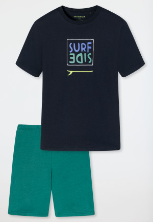 Pajamas short organic cotton surfside dark blue - Ocean Flow