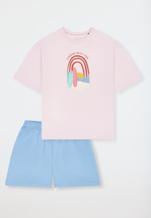 Schlafanzug kurz Regenbogen Surfer rosa - Teens Nightwear