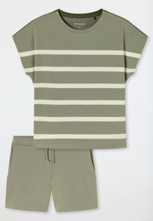 Short pyjamas stripes jade - Casual Nightwear