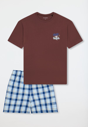 Pyjama korte surfer ruitjes havanna - Teens Nightwear