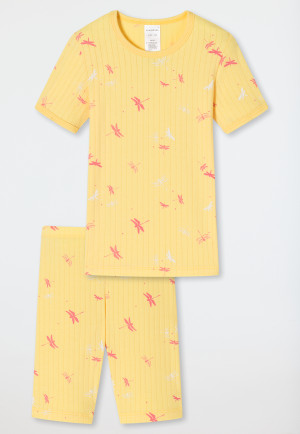 Pajamas short Tencel organic cotton ribbed dragonflies vanilla - Cat Zoe