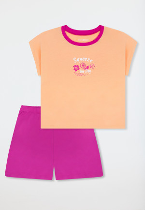 Schlafanzug kurz Zitrus pfirsichorange - Teens Nightwear