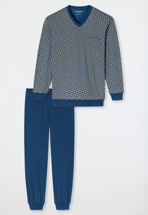 Pigiama lungo blu atlantico fantasia - Comfort Nightwear