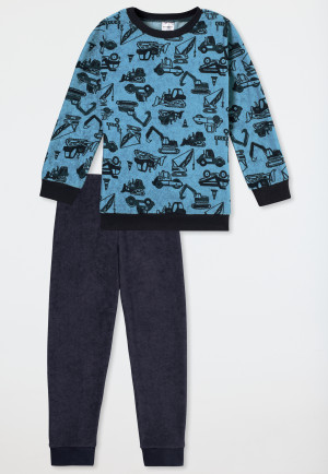Pyjama lengte manchetten bouwplaats voertuigen lichtblauw - Boys World