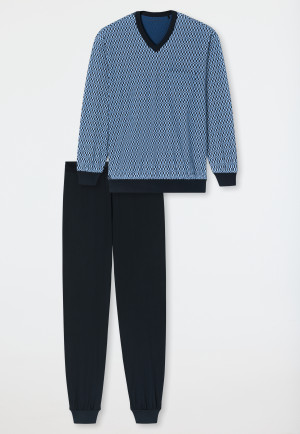 Pigiama lungo blu a fantasia - Comfort Nightwear