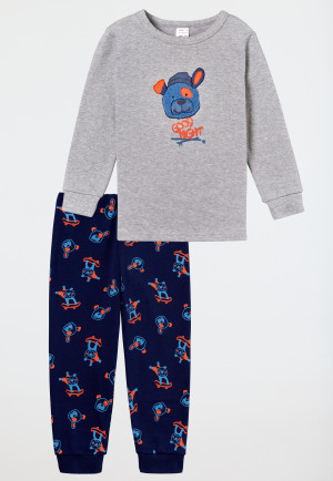 Pigiama polsini lunghi cani skateboard grigio screziato - Boys Wordl