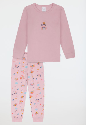 Schlafanzug lang Bündchen Regenbogen Sonne veilchen - Kids Nightwear
