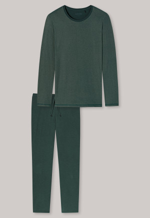 Pyjama long, vert foncé - piqué