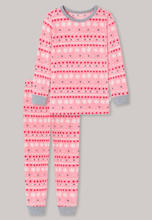 Pyjama long bords-côtes polaire hiver norvégien rose - Girls World