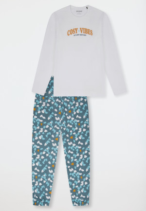 Schlafanzug lang floral gemustert off-white - Teens Nightwear