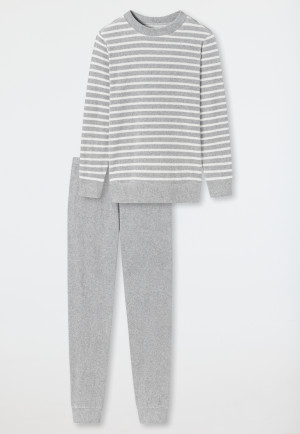 Pyjama lang badstof manchetten grijs-gemêleerd - Casual Essentials