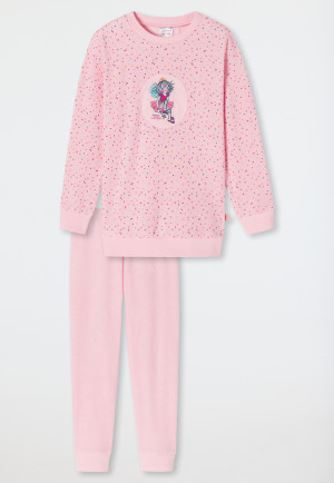 Pyjama lang badstof manchetten stippen patch roze - Princess Lillifee