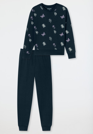 Pajamas long interlock cuffs dream motifs midnight blue - Nightwear