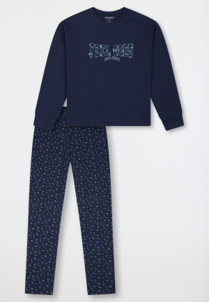 Pyjama long interlock bleu foncé - Teens Nightwear