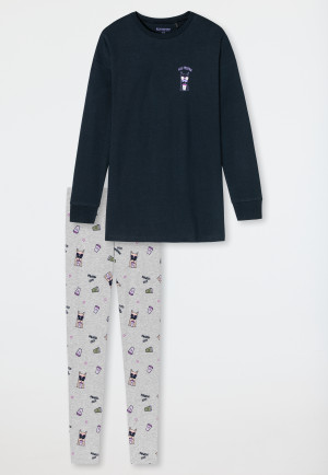 Schlafanzug Pyjama 3tlg Hose lang kurz Katze 104 116 128 140 SCHIESSER Mädchen 