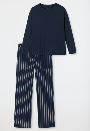 Pyjama lang modal oversized shirt donkerblauw - Modern Nightwear