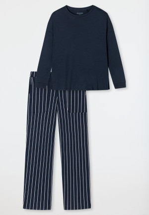 Schlafanzug lang Modal Oversized-Shirt dunkelblau - Modern Nightwear