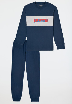 Pajamas long motif print blue - Nightwear