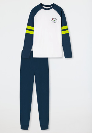 Pyjama long coton biologique Poignet Baseball bleu nuit - Nightwear
