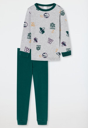 Pajamas long organic cotton cuffs letters college heather gray - Rat Henry