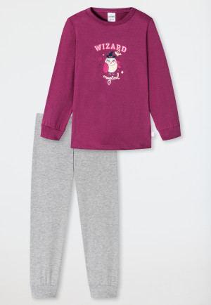 Pyjama long coton bio bords-côtes hibou magie baies - Cat Zoe