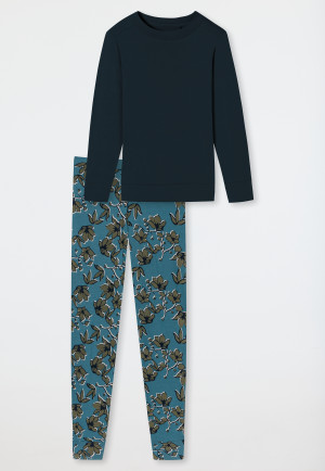 Schlafanzug lang Organic Cotton Bündchen nachtblau - Contemporary Nightwear