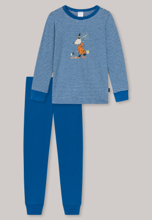Pyjama lang biokatoen boordjes strepen tovenaar rat blauw - Rat Henry