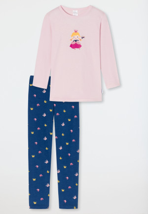 Pyjama lang biologisch katoen legging kronen prinses rosé - Girls World