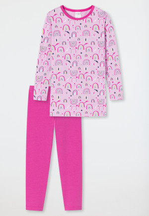 Pajamas long organic cotton rainbow stars lilac - Girls World