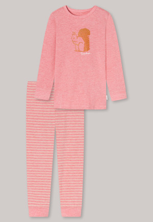 Schlafanzug lang Organic Cotton Ringel Bündchen Eichhörnchen rosa - Natural Love