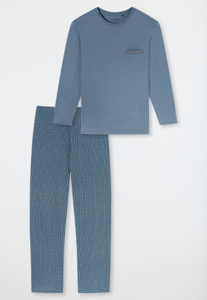 Schlafanzug lang Organic Cotton Streifen graphit - Comfort Nightwear