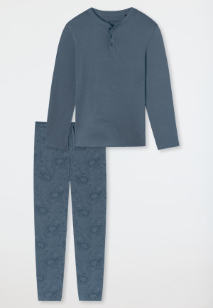 Pyjama lengte paisley jeansblauw - Fine Interlock