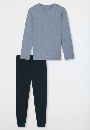 Pajamas long striping cuffs midnight blue - Casual Essentials